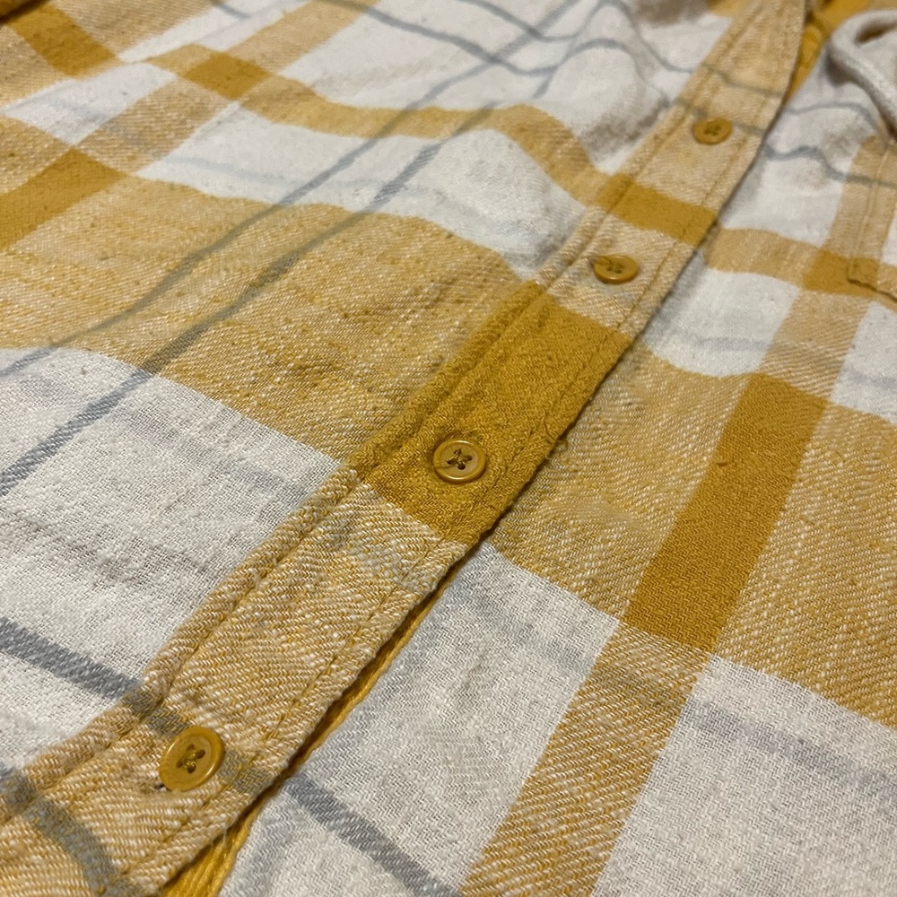 American Eagle Cozy Cabin Oversized Flannel Hoodie. Gold & cream. Super soft. - Picture 10 of 10